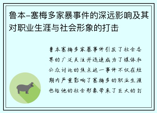 鲁本-塞梅多家暴事件的深远影响及其对职业生涯与社会形象的打击